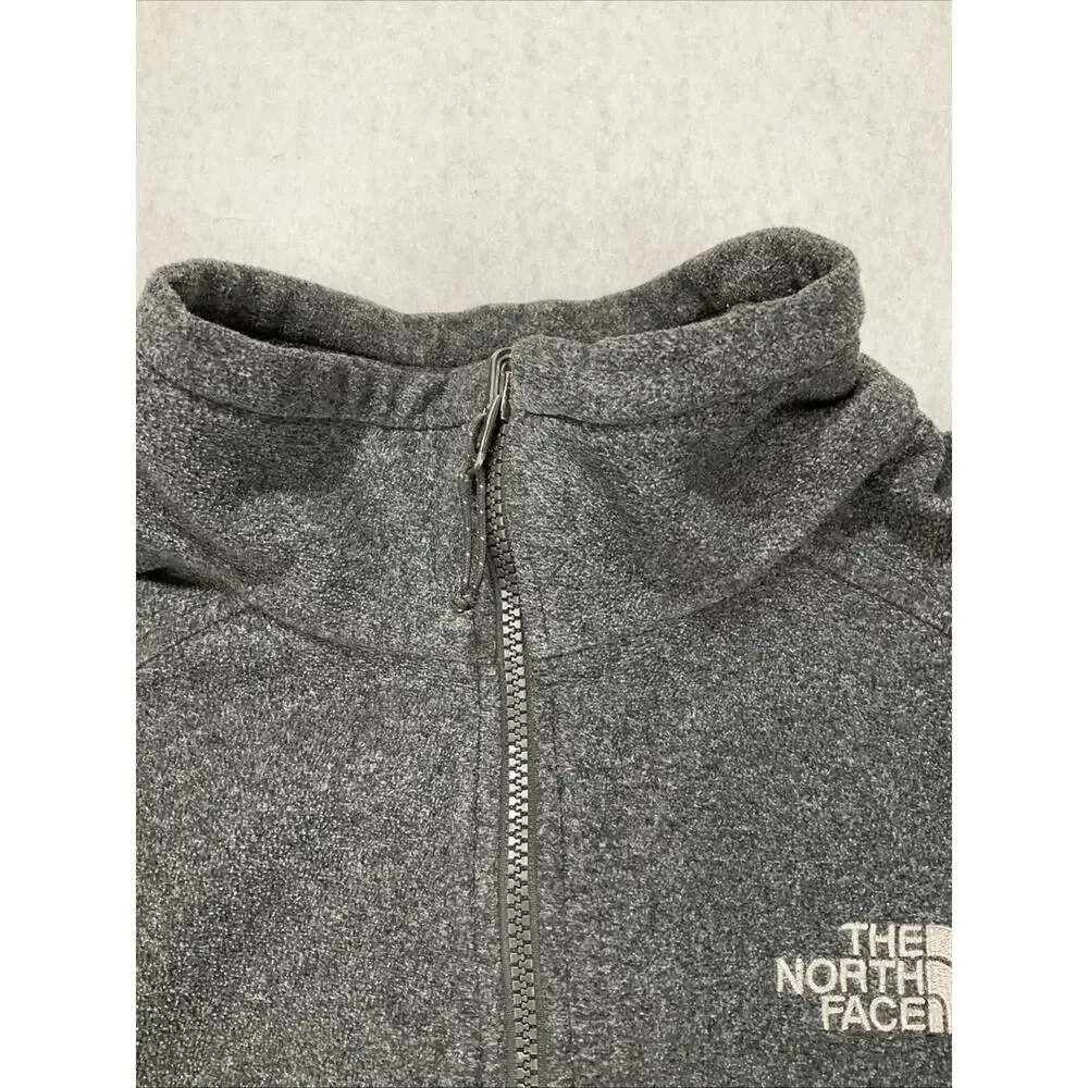 Vintage The North Face Full Zip Grey Fleece Jacket Adjustable Gorpcore worn-in M